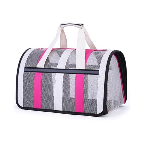 Pet Carrier für Katzen Pet Carrier für Hunde Striped Tulle Outdoor Medium Pet Carrier, Small Pet Soft Side Open Travelling Carrier Breathable and Foldable (Style 3, L) von ANXJLEO