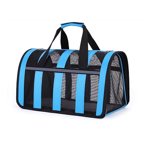 Pet Carrier für Katzen Pet Carrier für Hunde Striped Tulle Outdoor Medium Pet Carrier, Small Pet Soft Side Open Travelling Carrier Breathable and Foldable (Style 4, L) von ANXJLEO