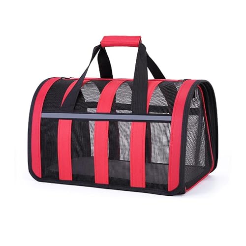 Pet Carrier für Katzen Pet Carrier für Hunde Striped Tulle Outdoor Medium Pet Carrier, Small Pet Soft Side Open Travelling Carrier Breathable and Foldable (Style 5, L) von ANXJLEO