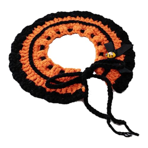 verstellbares Kranz-Design,Halloween Cosplay Haustierkleidung,Handgestrickte Katzenhüte,Hundelätzchen,für Katzen und kleine Hunde Halloween Kostüm (Insektenschal, L) von ANXJLEO