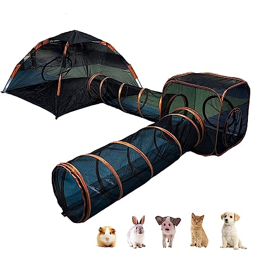 4 in 1 Haustier Katze und Hundetunnel Zelt Faltbares Haustier Zelt Outdoor Pop Up Haustier Laufstall Käfig Zäune Haus von ANXYYDS