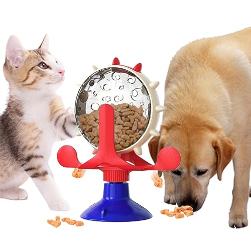 Leckendes Spielzeug Für Haustiere,Interaktives Puzzle-Spielzeug Für Hunde Und Katzen,Futterspender Für Katzen Und Hunde Leckerli, Lustige Windmühle Mit Drehbarem Rad,Leckende Futterkugel (blau) von ANYBOY