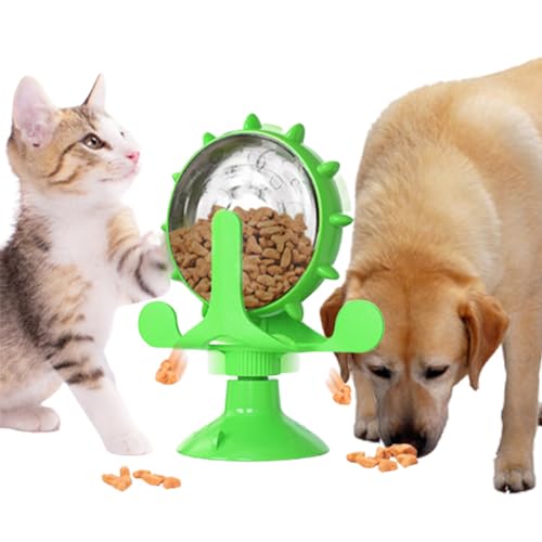 Leckendes Spielzeug Für Haustiere,Interaktives Puzzle-Spielzeug Für Hunde Und Katzen,Futterspender Für Katzen Und Hunde Leckerli, Lustige Windmühle Mit Drehbarem Rad,Leckende Futterkugel (grün) von ANYBOY