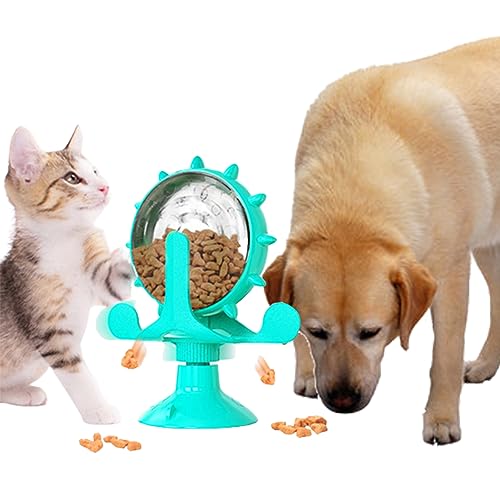 Leckendes Spielzeug Für Haustiere,Interaktives Puzzle-Spielzeug Für Hunde Und Katzen,Futterspender Für Katzen Und Hunde Leckerli, Lustige Windmühle Mit Drehbarem Rad,Leckende Futterkugel (Dunkelblau) von ANYBOY