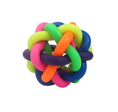 ANZHENGE Haustier Bell Ball Spielzeug Bunte Sound Training Hund Spielzeug Zähne Schleifen Spielzeug Bunte Ball 8cm von ANZHENGE