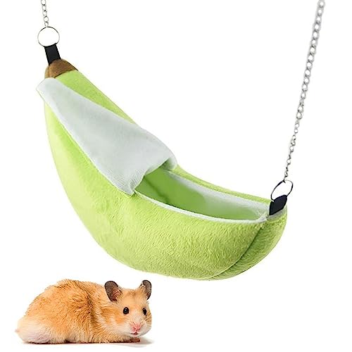 ANZONGYI Banane Hamster Bett Haus Hamster Hängende Schaukel Bett Warm Haus Käfig Nester Kleintiere Zubehör für Zucker Glider Hamster Eichhörnchen Chinchilla Igel Ratte Kleinvogel Haustier (grün) von ANZONGYI