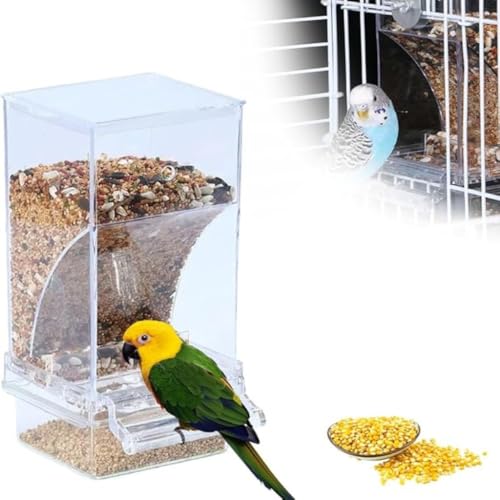 Automatic Bird Cage Feeder, No Mess Bird Feeder, Bird Cage Feeder Bird Cage Accessories, Hanging Seed Food Container for Parakeet(1pcs) von AOBUJDUB