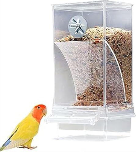 Automatischer Futterspender Für Vögel Papageien, Vogelhäuschen, Transparent Vogelfutterhaus Sittiche Käfig Futterautomat von AOBUJDUB