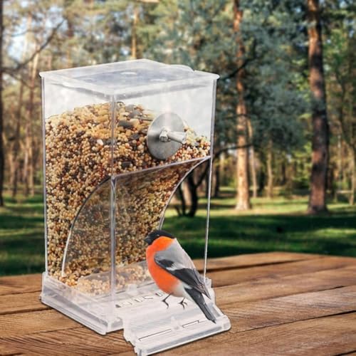 Automatischer Futterspender Vögel, Transparent Vogelfutterhaus Sittiche Käfig Futterautomat Vogelfutterspender von AOBUJDUB