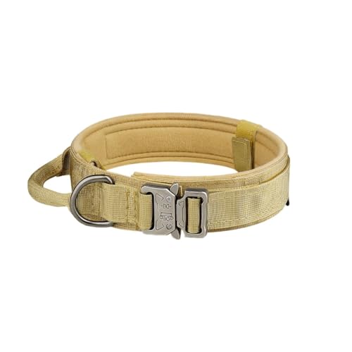 Hundehalsband, Taktisch Verstellbar mit Kontrollgriff, Aus Nylon, Gepolstert, Metallschnalle, Für Mittlere Große Hunde Jagd Training Outdoor, mit Robuste Metallschnalle(#B,L(23-33KG)) von AOBUJDUB