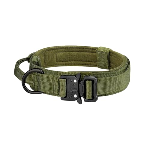 Hundehalsband, Taktisch Verstellbar mit Kontrollgriff, Aus Nylon, Gepolstert, Metallschnalle, Für Mittlere Große Hunde Jagd Training Outdoor, mit Robuste Metallschnalle(#C,L(23-33KG)) von AOBUJDUB