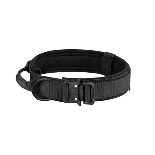 Hundehalsband, Taktisch Verstellbar mit Kontrollgriff, Aus Nylon, Gepolstert, Metallschnalle, Für Mittlere Große Hunde Jagd Training Outdoor, mit Robuste Metallschnalle(#D,L(23-33KG)) von AOBUJDUB