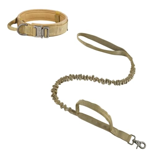 Hundehalsband, Taktisch Verstellbar mit Kontrollgriff, Aus Nylon, Gepolstert, Metallschnalle, Für Mittlere Große Hunde Jagd Training Outdoor, mit Robuste Metallschnalle(#G,L(23-33KG)) von AOBUJDUB