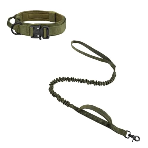 Hundehalsband, Taktisch Verstellbar mit Kontrollgriff, Aus Nylon, Gepolstert, Metallschnalle, Für Mittlere Große Hunde Jagd Training Outdoor, mit Robuste Metallschnalle(#H,M(14-23KG)) von AOBUJDUB