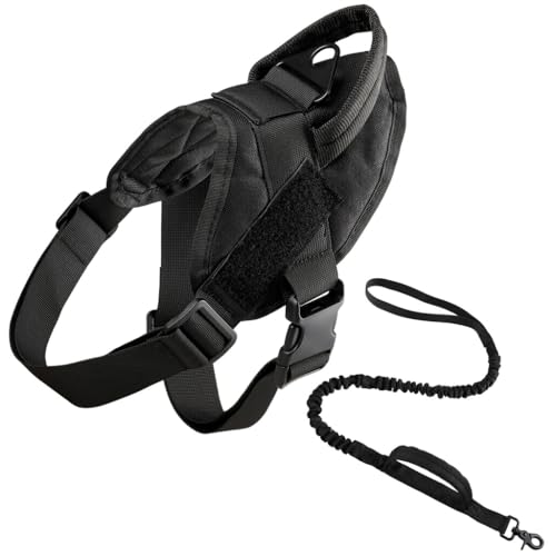 Hundehalsband, Taktisch Verstellbar mit Kontrollgriff, Aus Nylon, Gepolstert, Metallschnalle, Für Mittlere Große Hunde Jagd Training Outdoor, mit Robuste Metallschnalle(#T,L(23-33KG)) von AOBUJDUB