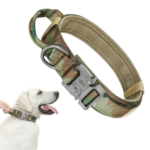 Hundehalsband, Weich Gepolstertes Verstellbare Nylon Hundehalsband mit Kontrollgriff Metallschnalle, für Mittlere Große Hunde Jagd Training Outdoor(#B,L) von AOBUJDUB