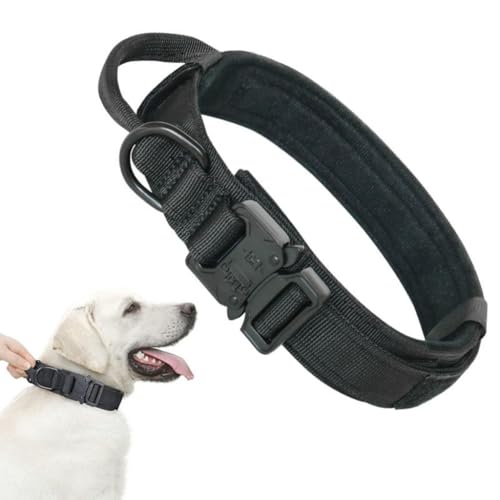 Hundehalsband, Weich Gepolstertes Verstellbare Nylon Hundehalsband mit Kontrollgriff Metallschnalle, für Mittlere Große Hunde Jagd Training Outdoor(#C,L) von AOBUJDUB