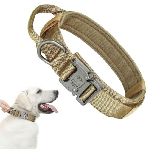 Hundehalsband, Weich Gepolstertes Verstellbare Nylon Hundehalsband mit Kontrollgriff Metallschnalle, für Mittlere Große Hunde Jagd Training Outdoor(#D,L) von AOBUJDUB