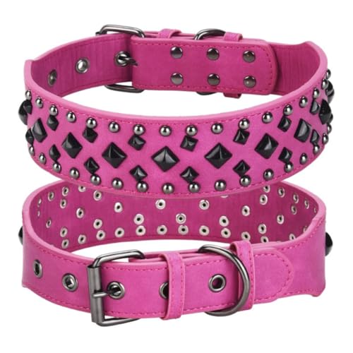 Hundehalsband Aus Leder Mit Nieten, Spiked Halsband Für Hunde Und Katzen, Anti-Biss Verstellbares Individualitätshalsband Weich und Verstellbar, Für Mittelgroße und Große Hunde(#c,S (44-52CM)) von AOBUJDUB