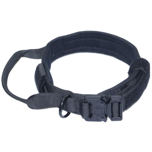 Taktisches Hundehalsband mit Griff, Militärische Hundehalsbänder Verstellbares Trainingshalsband Weiches Nylon, Militär-Hundehalsband Nylon mit Metallschnalle(#C,L) von AOBUJDUB