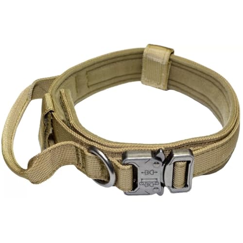 Taktisches Hundehalsband mit Griff, Militärische Hundehalsbänder Verstellbares Trainingshalsband Weiches Nylon, Militär-Hundehalsband Nylon mit Metallschnalle(#D,M) von AOBUJDUB