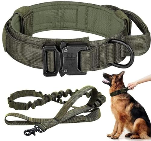 Taktisches Hundehalsband mit Griff, Militärische Hundehalsbänder Verstellbares Trainingshalsband Weiches Nylon, Militär-Hundehalsband Nylon mit Metallschnalle(#G,M) von AOBUJDUB