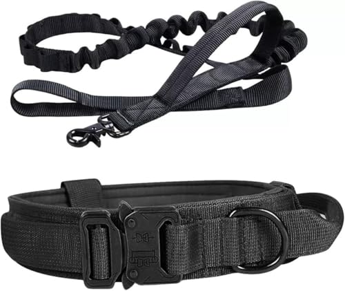 Taktisches Hundehalsband mit Griff, Militärische Hundehalsbänder Verstellbares Trainingshalsband Weiches Nylon, Militär-Hundehalsband Nylon mit Metallschnalle(#H,M) von AOBUJDUB