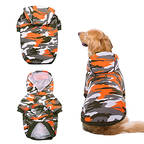 AOFITEE Camo Hunde-Kapuzenpullover, Mantel, warme Hunde-Shirts, Weste, Camouflage, Haustier-T-Shirt, Sweatshirts mit Tasche, Kleidung für kleine, mittelgroße und große Hunde von AOFITEE