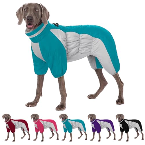 AOFITEE Ganzkörper Hundemantel, warme Fleece-Hundejacke, winddichter Hunde-Wintermantel mit Geschirr integriert, reflektierender Rollkragen-Hunde-Schneejacke, Schneeanzug, vierbeiniger Puffermantel von AOFITEE