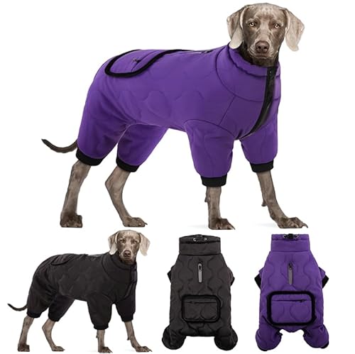 AOFITEE Ganzkörper-Hundemantel, wasserdichte Hundejacke Winter Warm Rollkragen Hundemäntel für Kleine Mittlere Große Hunde, Vierbeiniger Hund Schneeanzug Schneejacken mit Tasche Verstellbare Hund von AOFITEE