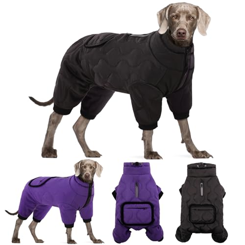 AOFITEE Ganzkörper Hundemantel, wasserdichte Hundejacke, Winter, warm, Rollkragen, Hundemäntel für kleine, mittelgroße und große Hunde, vierbeiniger Hunde-Schneeanzug, Schneejacken mit Tasche, von AOFITEE