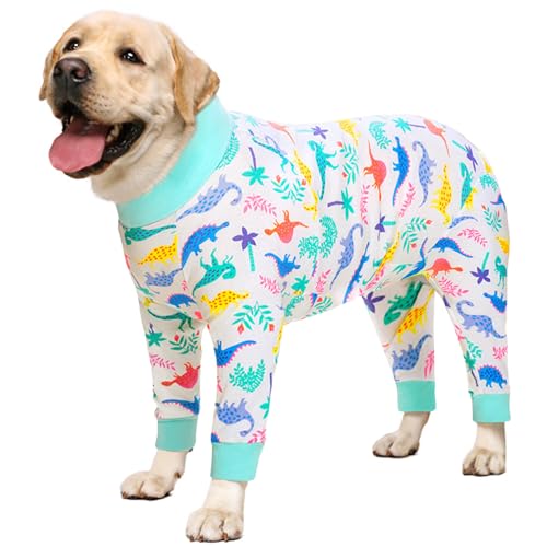 AOFITEE Hund Recovery Suit After Surgery Dog Onesie, Dog Surgical Recovery Shirt für Bauchwunden, Dinosaurier Print Hund Pyjama Bodysuit für Mittelgroße Hunde Kegel Alternative, Ganzkörper für Haarausfall von AOFITEE