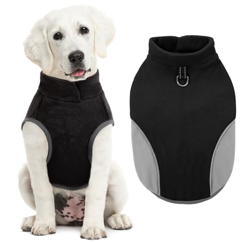 AOFITEE Hunde-Fleecepullover, extra großer Hunde-Fleecepullover für große Hunde, warme Hunde-Fleeceweste, Jacke mit D-Ring, dehnbarer Hundepullover, Sweatshirt für Mädchen und Jungen für Labrador, von AOFITEE