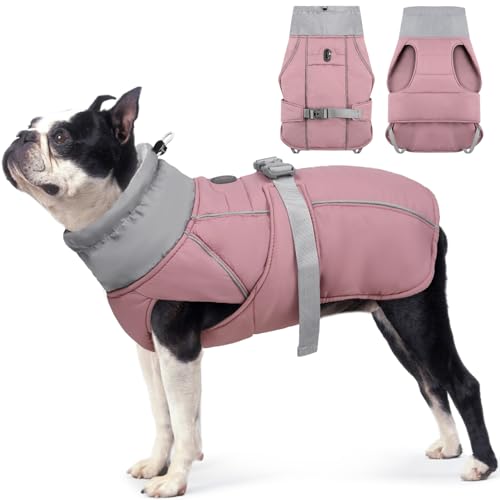 AOFITEE Hunde-Wintermäntel, verstellbare reflektierende Hundejacke Warmer Rollkragen-Hundemantel mit D-Ring für Leine, Outdoor wasserdichte Hunde-Schneejacke für kleine mittelgroße große Hunde von AOFITEE