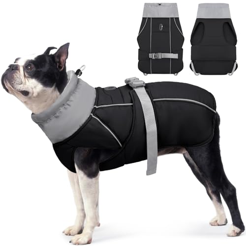 AOFITEE Hunde-Wintermäntel, verstellbare reflektierende Hundejacke Warmer Rollkragen-Hundemantel mit D-Ring für Leine, Outdoor wasserdichte Hunde-Schneejacke für kleine mittelgroße große Hunde von AOFITEE