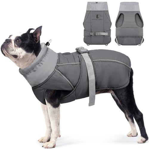 AOFITEE Hunde-Wintermäntel, verstellbare reflektierende Hundejacke Warmer Rollkragen-Hundemantel mit D-Ring für Leine, Outdoor wasserdichte Hunde-Schneejacke für kleine mittelgroße große Hunde von AOFITEE