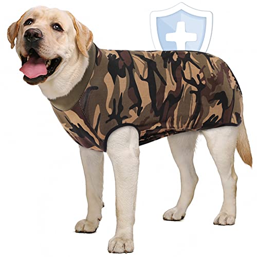 AOFITEE HundeErholungsanzug, chirurgischer Erholungsanzug für Hund Frauen nach Operationen, Camo bedrucktes HundeErholungsshirt für Bauchwunden, AntiLecken Hund Onesie Jumpsuit EKragen Kegel von AOFITEE