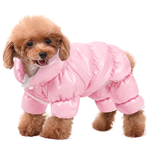 AOFITEE Hundemantel, Wasserdichte Hundejacke für den Winter, Ganzkörper Hundemäntel Schneeanzug, Winddichte Welpendaunenjacke Puffermantel, Fleece Winterweste für Hunde, Rosa, 2XL von AOFITEE