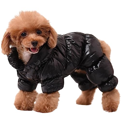 AOFITEE Hundemantel, Wasserdichte Hundejacke für den Winter, Ganzkörper Hundemäntel Schneeanzug, Winddichte Welpendaunenjacke Puffermantel, Fleece Winterweste für Hunde, Schwarz, 2XL von AOFITEE