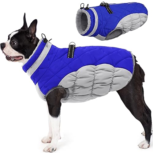 AOFITEE Hundemantel, Winter Warme Hundejacke, Reflektierend Fleece Wintermantel Hund mit Geschirr und Reißverschluss, Wasserdicht Hunde Schneeanzug für Kleine Mittlere Große Hunde, XS von AOFITEE