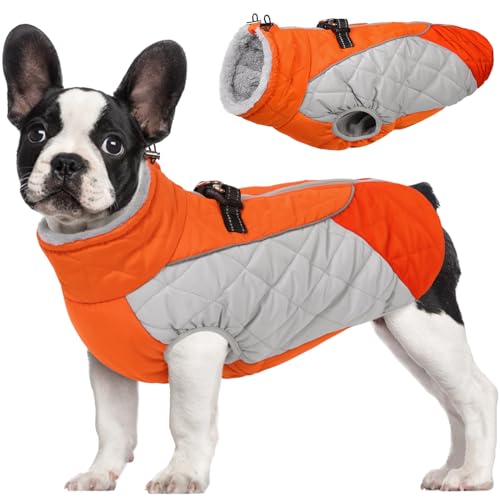 AOFITEE Hundemantel, warme Hundejacke, Wintermäntel, reflektierender Rollkragen, Fleece-Weste mit integriertem Geschirr, wasserdicht, winddicht, Schneeanzug für kleine, mittelgroße und große Hunde, von AOFITEE