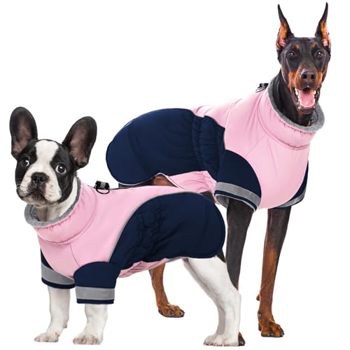 AOFITEE Hundemantel, warme Hundejacke mit Geschirr, integriert, Fleece-Rollkragen, Winter-Hundemäntel für kaltes Wetter, winddicht, wasserdicht, Hunde-Schneejacke, Schneeanzug für kleine, mittelgroße von AOFITEE