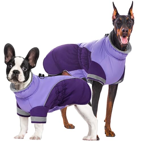 AOFITEE Warme Hundejacke mit integriertem Geschirr, Fleece-Rollkragen, Winter-Hundemäntel für kaltes Wetter, winddicht, wasserdicht, Schneeanzug für kleine, mittelgroße und große Hunde von AOFITEE