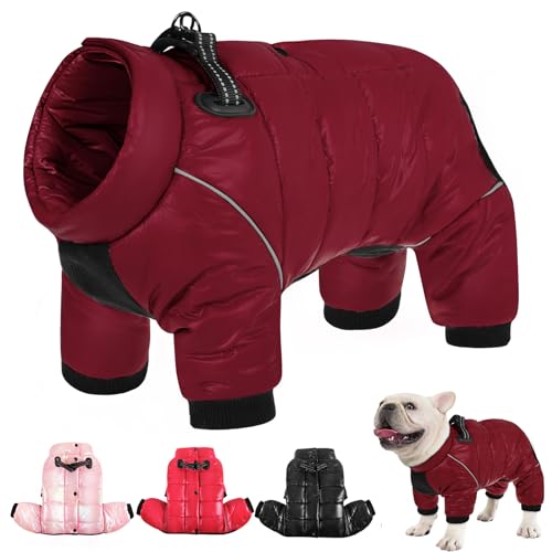 AOFITEE Hundemantel, wasserdichte Hundejacke für den Winter, warmer Ganzkörper-Hunde-Schneeanzug, Fleece-Hundeweste mit Reißverschluss, kaltes Wetter, Hundemäntel mit reflektierenden Streifen, von AOFITEE