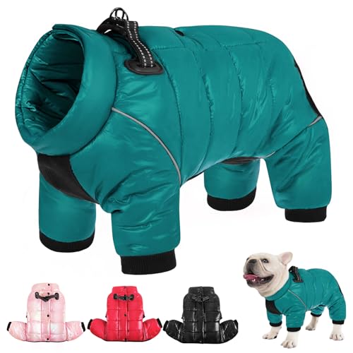 AOFITEE Hundemantel, wasserdichte Hundejacke für den Winter, warmer Ganzkörper-Hunde-Schneeanzug, Fleece-Hundeweste mit Reißverschluss, kaltes Wetter, Hundemäntel mit reflektierenden Streifen, von AOFITEE