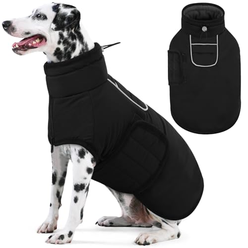 AOFITEE Hundemantel für Große Hunde, Warme 2XL Hundejacke Hundemantel, Rollkragen-Hundefleecejacke mit Geschirr, Wasserabweisende Hundeschneejacke winddichter Hundeschneeanzug für Golden Retriever von AOFITEE