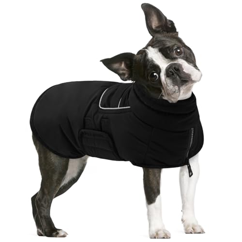 AOFITEE Hundemantel für Mittelgroße Hunde, Warme Hundewinterjacke mit Eingebautem Geschirr, Reflektierender Hundemantel Schneeanzug für den Winter, wasserdichte Hunde-Pufferjacke für Boston Terrier von AOFITEE