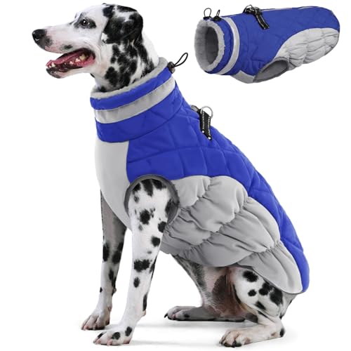 AOFITEE Hundemantel für extra große Hunde, Warme Rollkragen-Hundewinterjacke mit Eingebautem Geschirr, Wasserdichter Hundekissenmantel für Große Hunde, Hundemantel Warmer Schneeanzug von AOFITEE