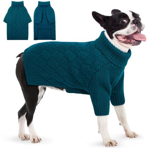 AOFITEE Hundepullover, Hundepullover für mittelgroße Hunde und Mädchen, warmer Halloween-Hundepullover, Winter, mittelgroße Hundepullover, klassische Rollkragen-Strickware für Französische Bulldogge, von AOFITEE