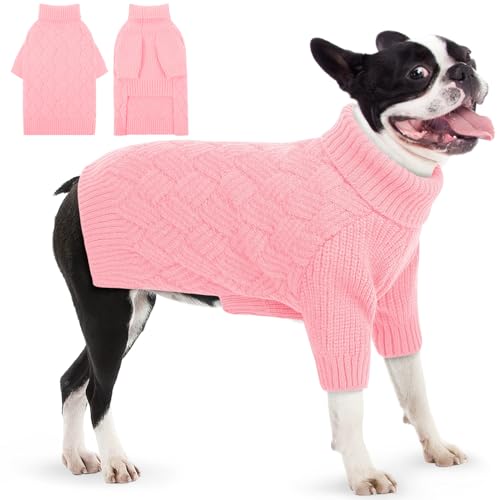 AOFITEE Hundepullover, Hundepullover für mittelgroße Hunde und Mädchen, warmer Halloween-Hundepullover, für mittelgroße Hunde, klassischer Rollkragenpullover für französische Bulldogge, Boston Terrier von AOFITEE